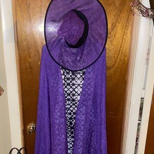 Witch Costume Purple Metallic Cape with Hat